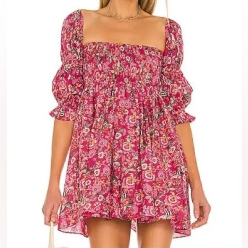 MISA Los Angeles x Revolve Pink Floral Babydoll Mini Dress size M perfect condit - Picture 3 of 4